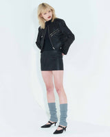 フォーレザーローライズミニスカート / Faux-Leather Low Rise Mini Skirt _ Black