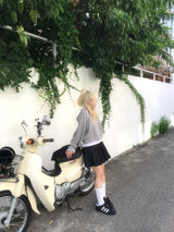 パンチングフードセミジップアップバルーンクロップニットウェア