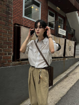 フェアリーストライプハーフシャツ (2 color)