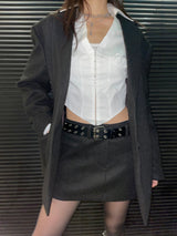[UNISEX] 2ラインアイレットベルト (ブラック)