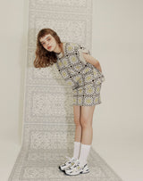 グラニースクエアオーバーサイズベスト/GRANNY SQUARE OVERSIZED VEST SAND BEIGE