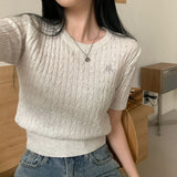 モアツイストラウンド半袖ニット