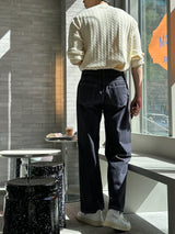 バウノンフェードローペーパーワイドデニム / Bow Non-Fade Raw Paper Wide Denim (3 colors)