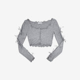 Jellyo Sleeve Slit String Cardigan