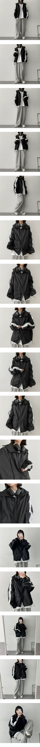 イズラインカラードフードウィンドブレーカー / is line colored hooded windbreaker