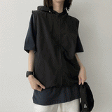 ドニーストリングフードベスト / dony string hooded vest