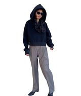 エンボスクロップドフーディー/Emboss Cropped Hoodie-BLACK