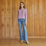 100%cashmere steel button pocket cardigan_violet mist (6653767745654)