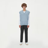 LAMBSWOOL V NECK KNIT VEST_SKY BLUE (6612813348982)