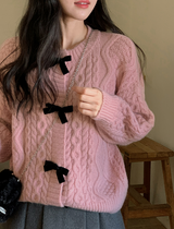 Velvet Ribbon Cable Knit Cardigan (3color)