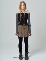 Pleated skirt_brown (6676835598454)