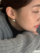 [92.5silver] hook heart earrings