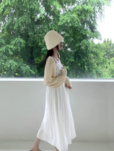 ロシトンビンテージマザーオブパールボタンノースリーブロングワンピース / Roshton vintage mother-of-pearl button sleeveless long dress