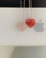ロディンチェリーストーンハートネックレス / [925silver] Rodin Cherry stone Heart Necklace