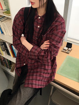 [UNISEX] ディッキーズビンテージチェックブラッシュドアウター長袖シャツ