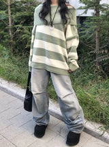 crack light blue washing dart wide denim pants