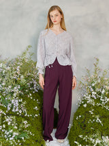 レースボタンパフブラウス / Lace Button Puff Blouse (2colors)