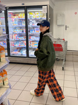 Praha deep color check pants