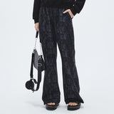 Graphic Semi-Bootcut Pants [NAVY] (6674496618614)
