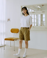 ユニセックスカフハーフパンツ/unisex cuff half pants beige