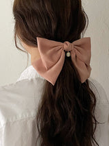 oar Vintage Cameo Satin Wide Ribbon Barrette [Pink]