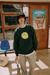 テニスボールスウェットシャツ・ダークグリーン［ユニセックス］/ Tennis Ball Unisex Dark Green Sweat Shirt