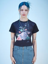 アクアリウムクロップTシャツ / AQUARIUM CROP T-SHIRTS(BK)