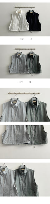 ナイロンストリングクロップドベストジップアップ / Shbonylon String Cropped Vest Zip-Up