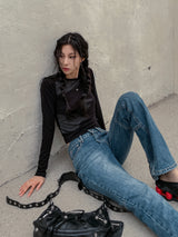 フェイス捺染セミクロップTシャツ