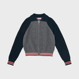 TROPICAL ZIP-UP LONG CARDIGAN_MELANGE GREY