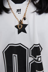 ハートブラックハートキュービックサージカルネックレス / HEART BLACK HEART CUBIC SURGICAL NECKLACE GOLD