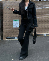 Black denim tracker jacket