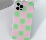 チェックブラーピンググリーンフォーンケース / Check Blur pinkgreen Phone Case