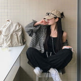[BELLIDE MADE]カジュアルオーバーフィットフード付きチェックシャツ