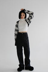 スカートレイヤードデニムパンツ / no.7713 Skirt Layered Denim Pants