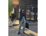 ストレートフィットバックポケットレザーパッチポイントブレットマークデストロイドデニムパンツ / STRAIGHT FIT BACK POCKET LEATHER PATCH POINT BULLET MARK DESTROYED DENIM PANTS [16624]