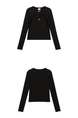 TWO RIBBON LONG SLEEVE - BLACK