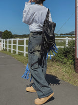 (UNISEX)カラーリングカーペンダーワイドデニムパンツ