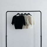Chemistry Square Cropped Short-Sleeved Knitwear [4 colors]