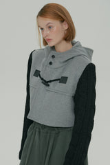  WOOL KNIT DUFFLE COAT / GRAY