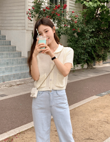 Pocket Knit Short Sleeve Cardigan (4color)