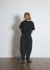 DOTTED-STRIPE BALLOON SWEAT PANTS (Black) / ドットストライプバルーンスウェットパンツ