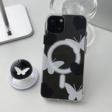 ブラックバタフライMagsafeフォーンケース スマホグリップセット