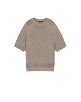 オーバーサイズ フィッシュネット ディテール SS スウェット / OVERSIZED FISHNET DETAIL SS SWEATER BEIGE