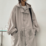[Detachable hoodie!] Hooded layered Tok Tok Long Bomber Jumper