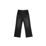 セミブーツカット ワイド ピンタック デニムパンツ /  CHARMS SEMI BOOTCUT  WIDE PINTUCK DENIM PANT BK