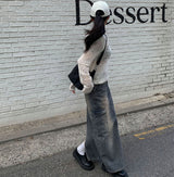 Work cargo denim skirt