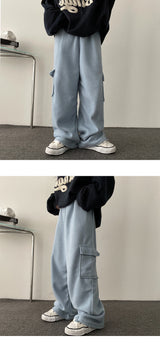 [Jogger, Wide Two-Way] パグフリースストリングビッグワイドカーゴパンツ