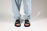Berlin Square Slide Leather Black