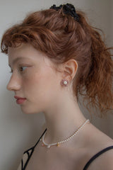 ビンテージニットフラワーピアス/Vintage knit flower earring (Indi pink)